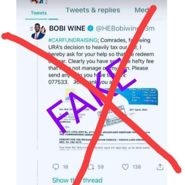 Bobi Wine disappointed with URA, distances self from post asking for help from public