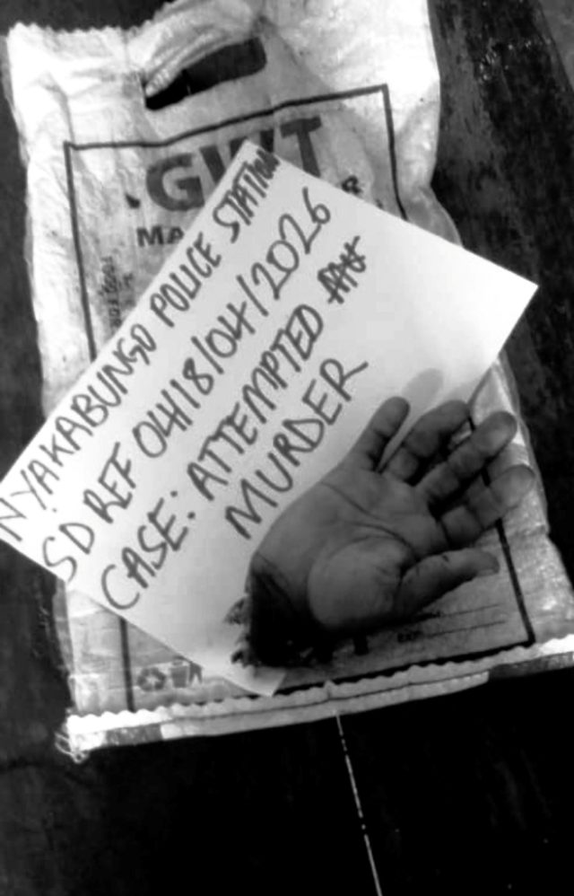 A photo showing the case number and a cut off hand. photo by police .